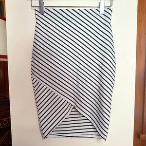ZARA Black White Stripe Nautical Breton Skirt - S
